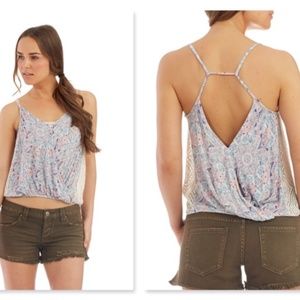 Free People Miles Away Printed Lace Insert Tank
